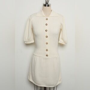 Short-sleeve Collared Knit Dress 100%Cashmere [NEW]